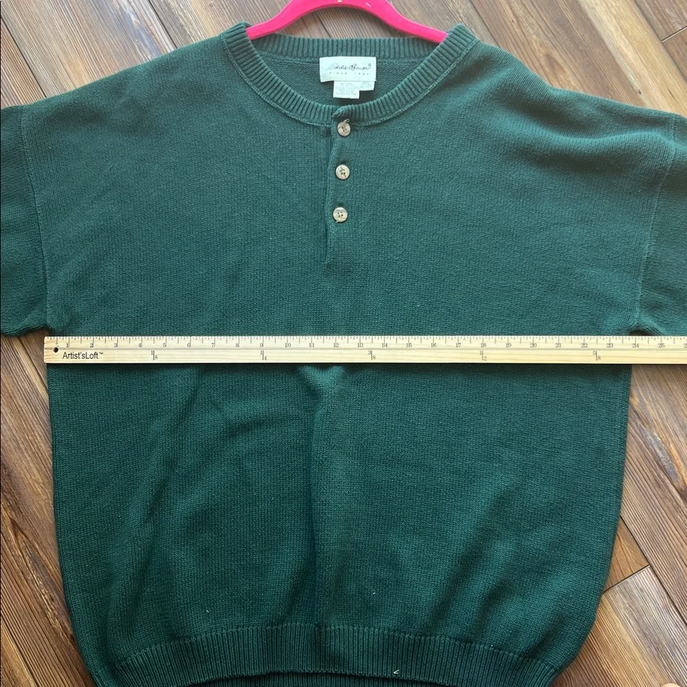 Eddie Bauer Classic Forest Green Crewneck Henley Sweater XL - Picture 7 of 8